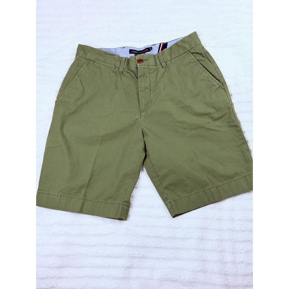 Tommy Hilfiger Shorts Mens 32 Olive Green Chino Classic Fit Casual